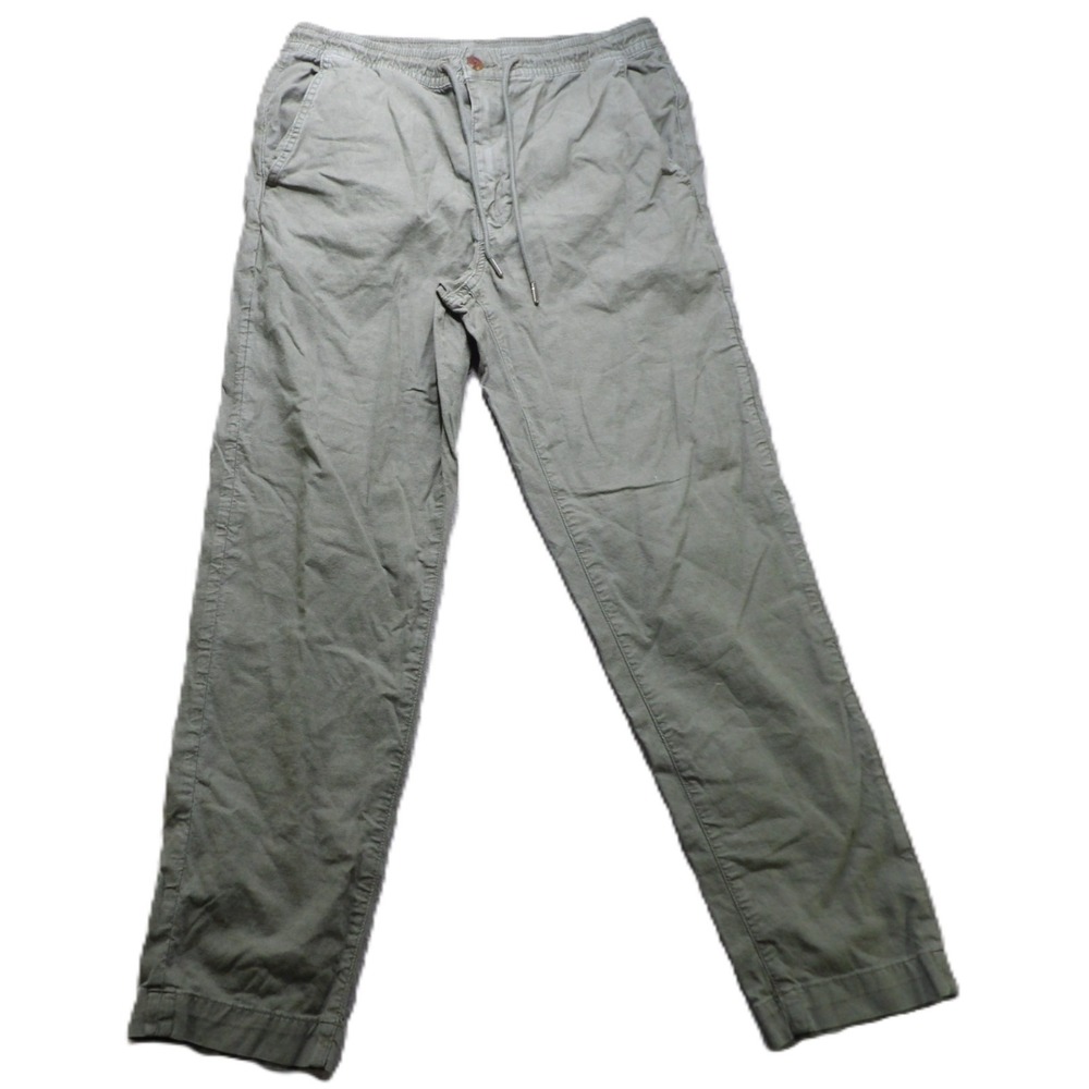 American Eagle Flex Linen Blend Pants Men S Green Drawstring Casual Straight Leg